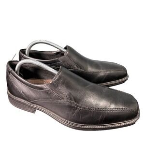 Bostonian Flexlite Mens 9 Black Leather Slip On Square Toe Loafers Shoes Comfort
